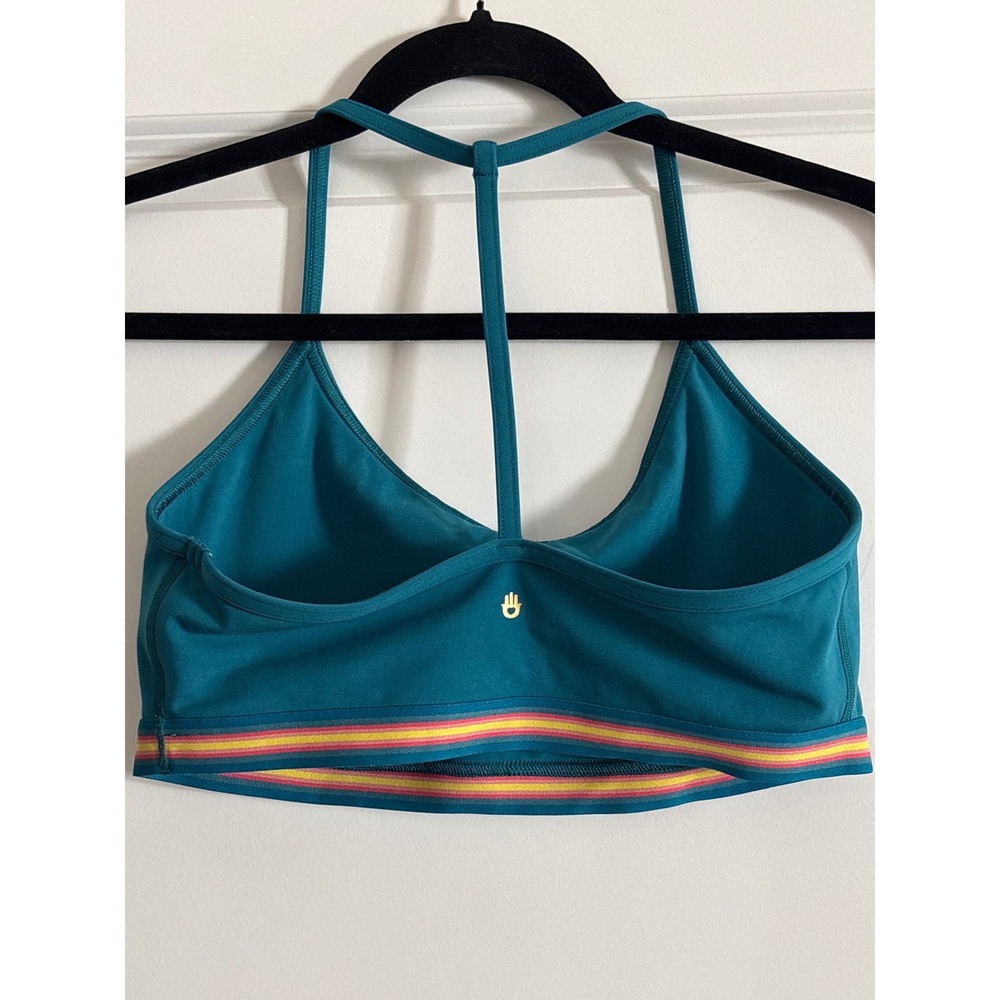 Spiritual Gangster Teal T-Back Novelty Bra Striped Band Medium - Picture 4 of 6